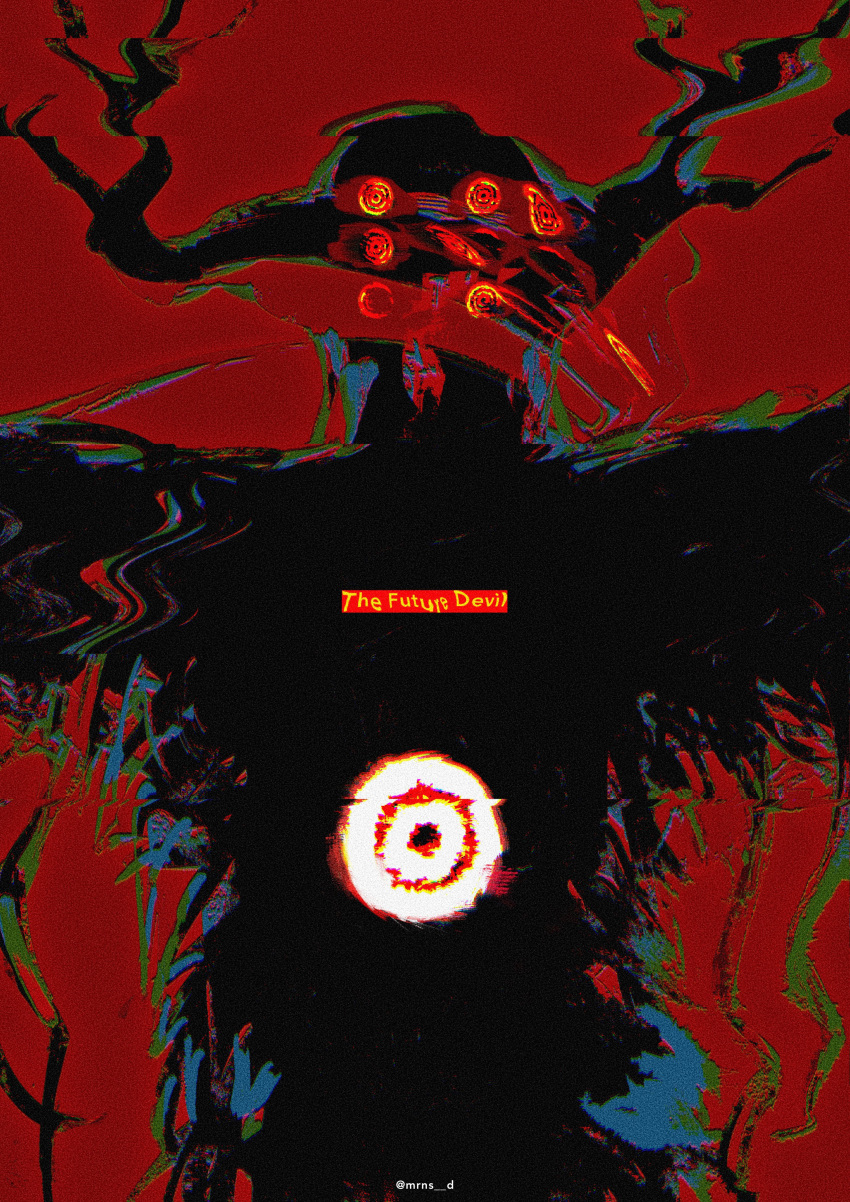 1other, absurdres, antlers, chainsaw_man, cross, distortion, extra_eyes, eyeball