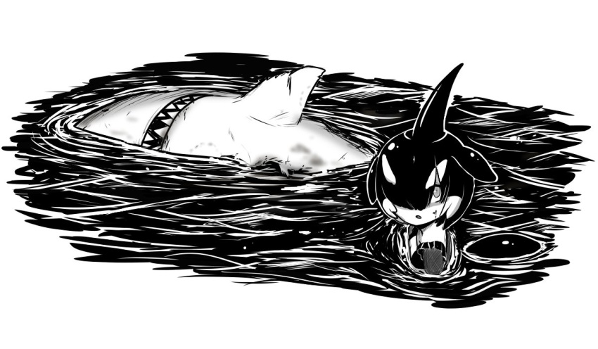 1girl, adansosutega, afloat, animal, bangs, bite_mark, blood, blood_on_face