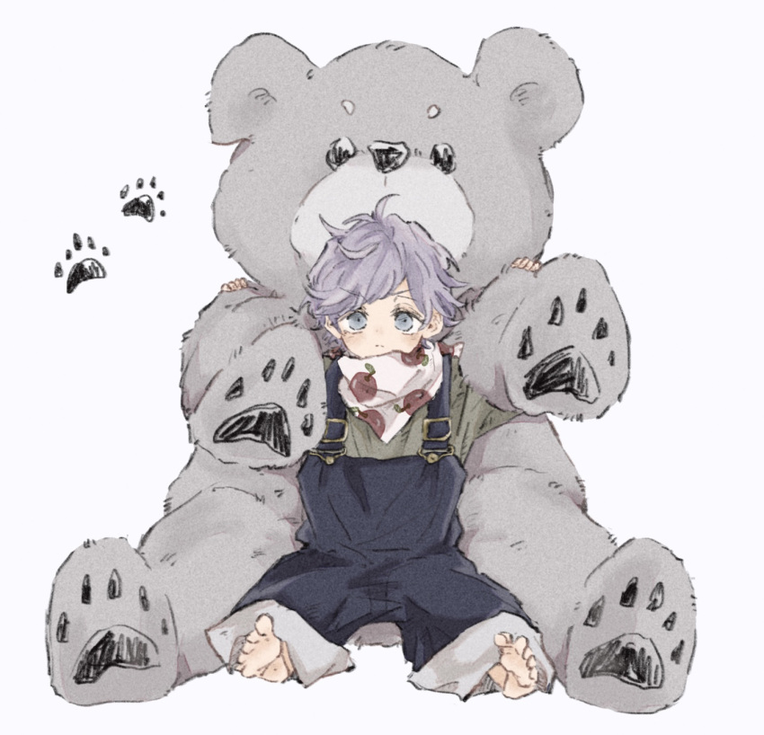 1boy, aged_down, apple_print, bangs, barefoot, child, epel_felmier, full_body