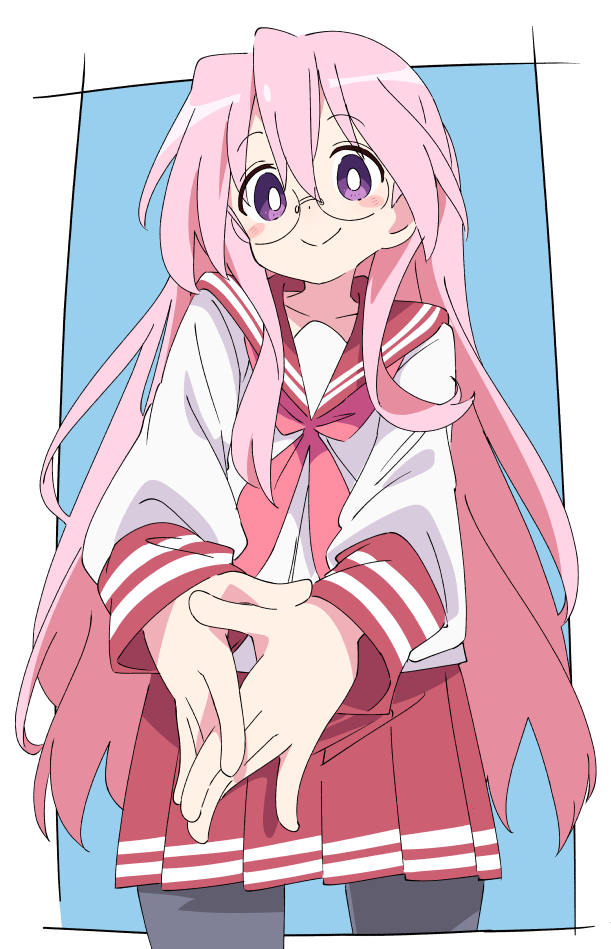 blurry, blurry_background, closed_mouth, glasses, ixy, long_hair, looking_at_viewer, lucky_star
