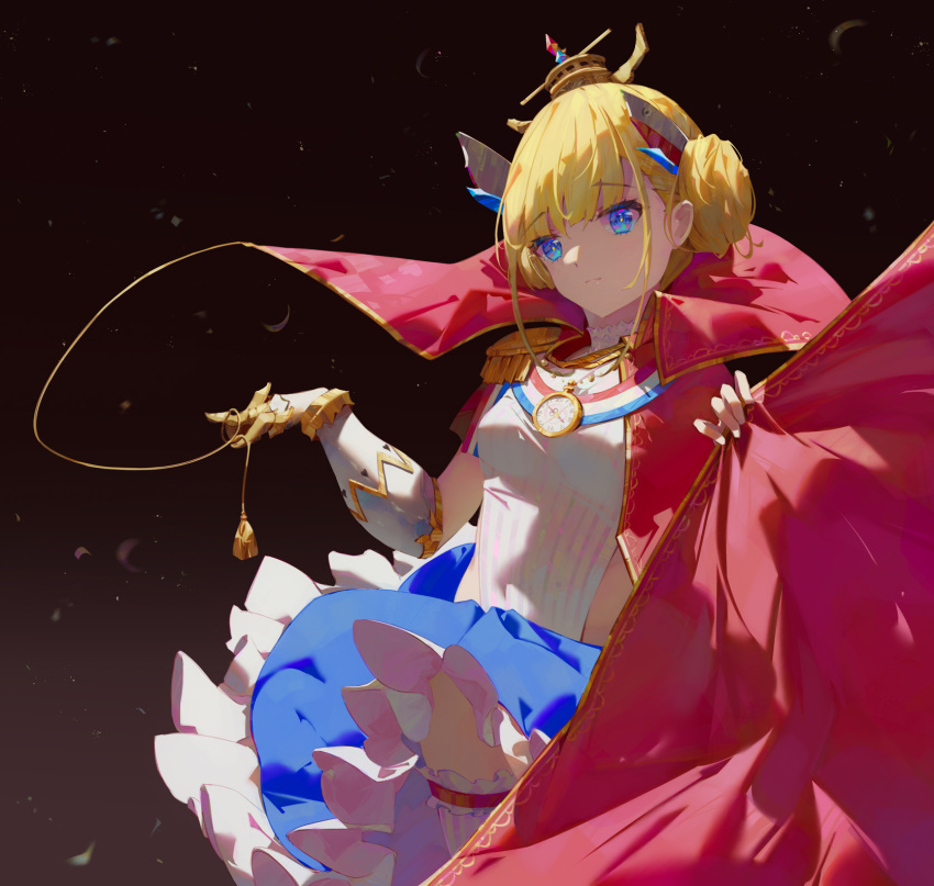 1girl, azur_lane, blonde_hair, blue_eyes, breasts, cape, epaulettes, gloves