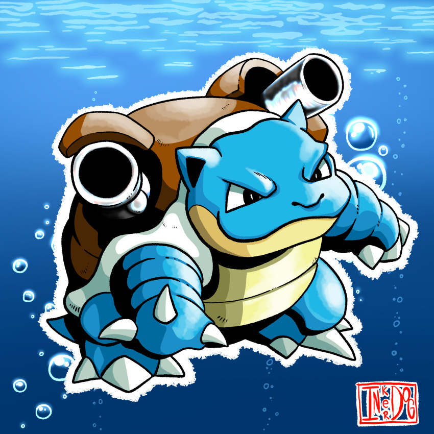 animal_ears, artist_logo, artist_name, black_eyes, blastoise, blue_background, blue_skin, bright_pupils