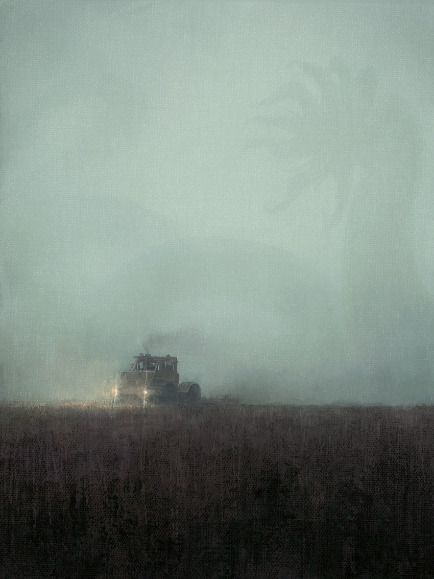 absurdres, eldritch_abomination, fog, ground_vehicle, headlight, highres, horror_(theme), kakesoba