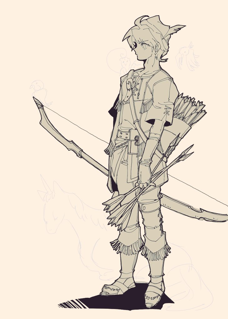 1boy, arrow_(projectile), belt, boots, bow_(weapon), butz_klauser, final_fantasy, final_fantasy_v