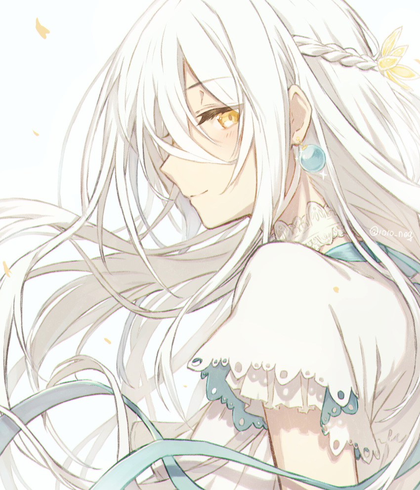 1010_neg, 1girl, bangs, blue_ribbon, blush, braid, choker, closed_mouth