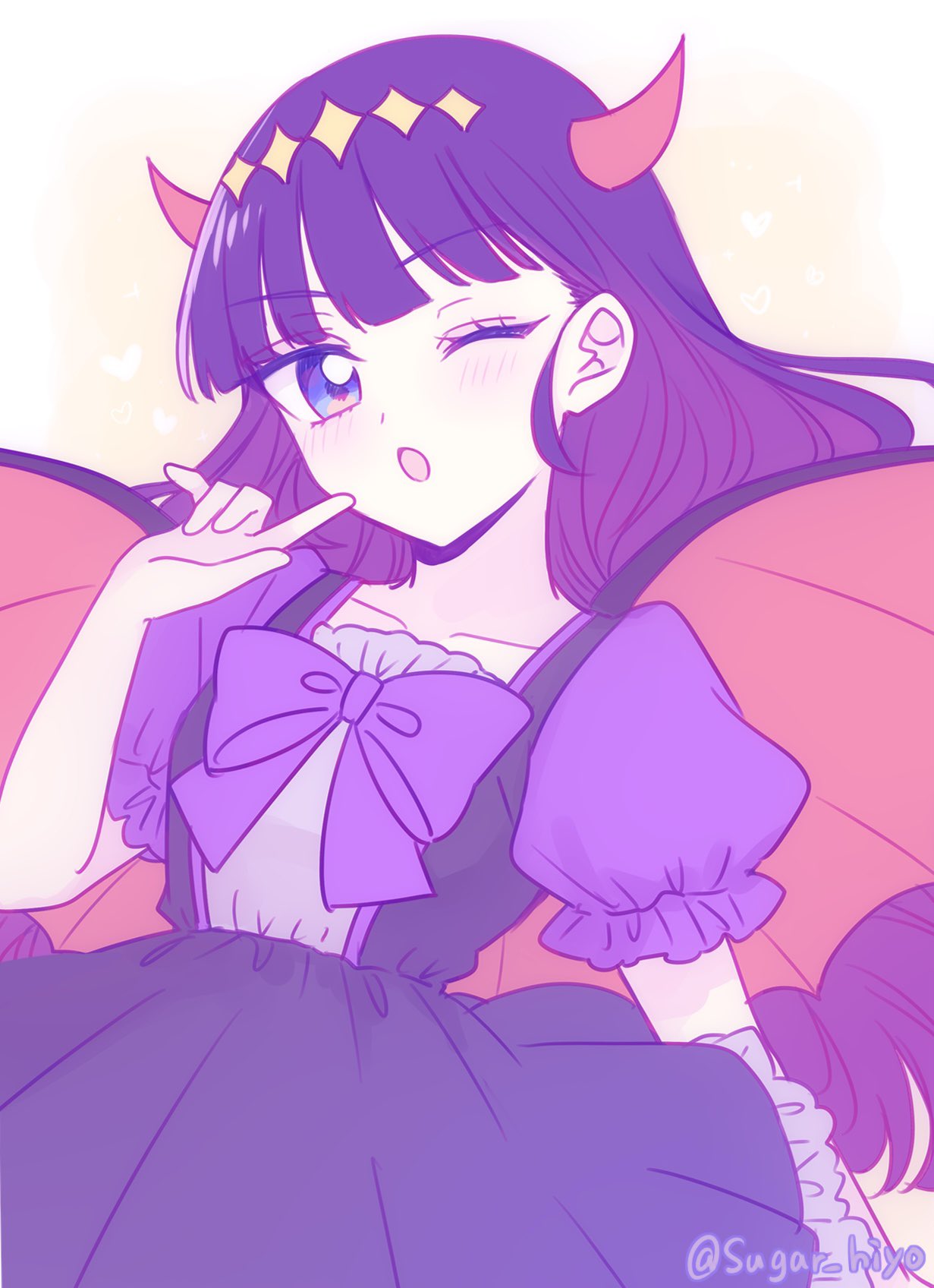 1girl, bangs, black_hair, blue_eyes, blunt_bangs, blush, bow, commentary