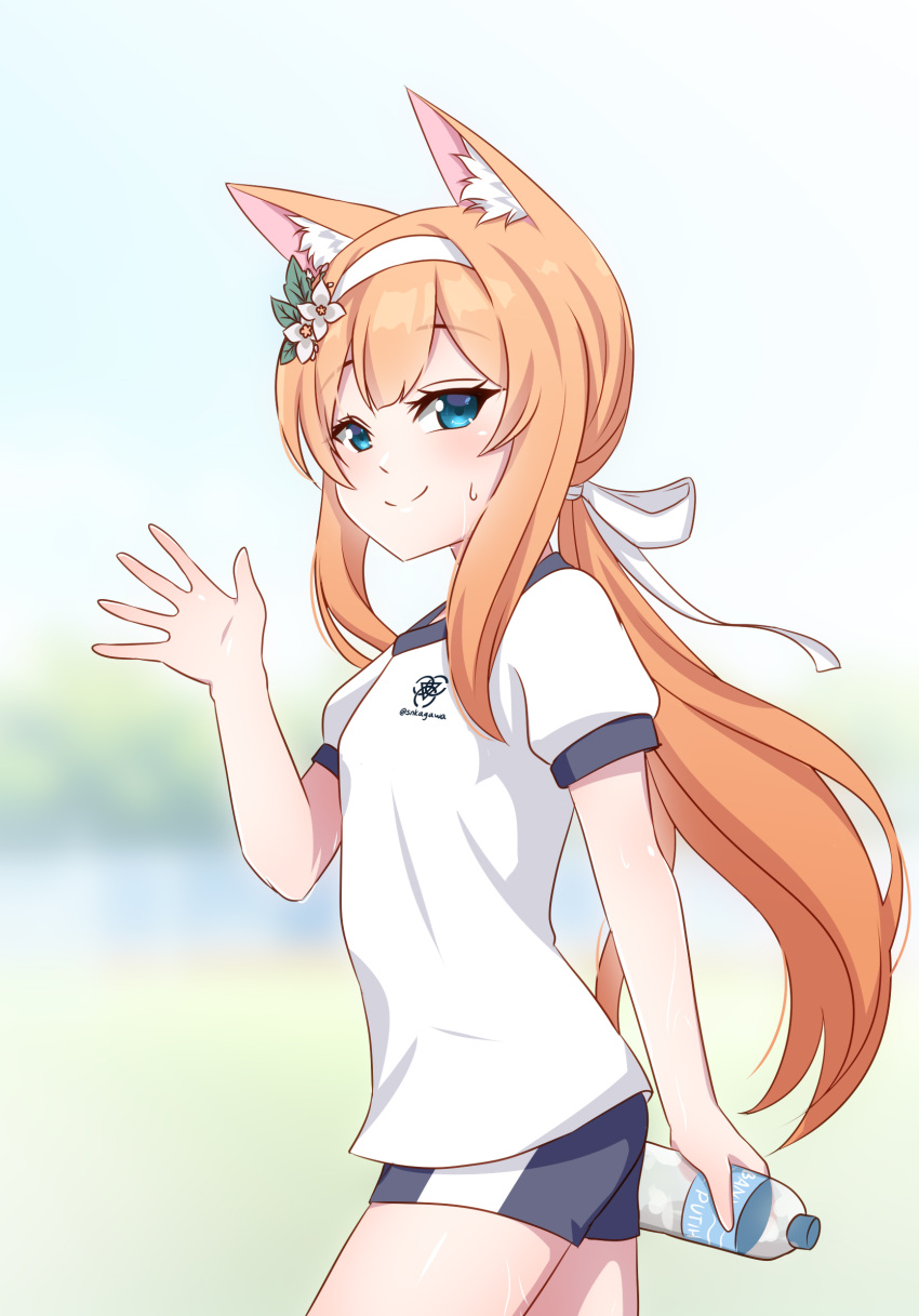 1girl, animal_ear_fluff, animal_ears, bangs, blue_archive, blue_eyes, blurry, blush
