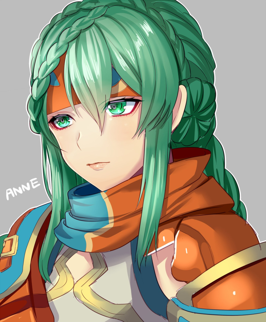 1girl, anne_petriceani, braid, braided_bangs, braided_ponytail, closed_mouth, crown_braid, gradient