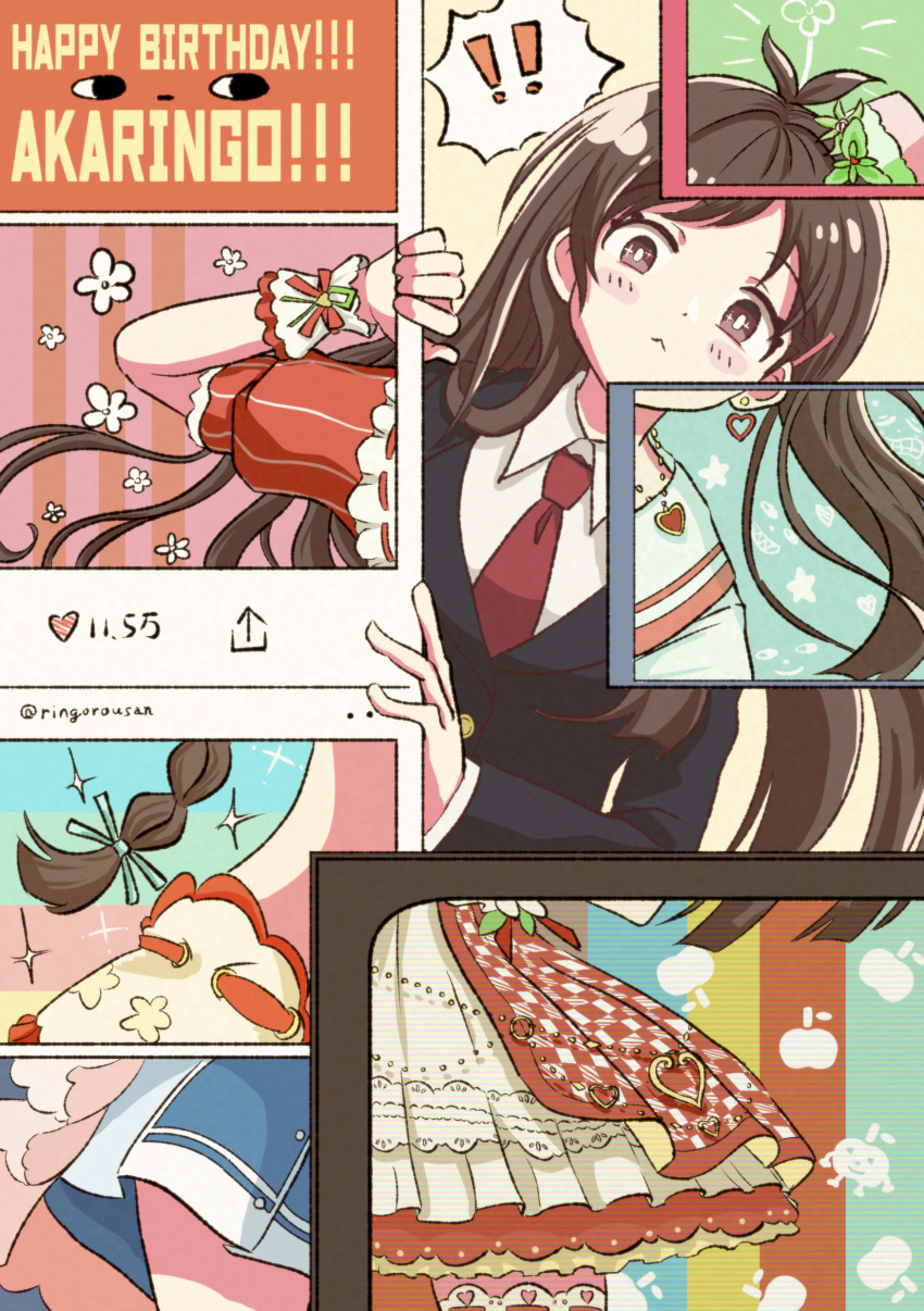 !, 1girl, :<, absurdres, akaringoniwaka, antenna_hair, apron, blunt_ends