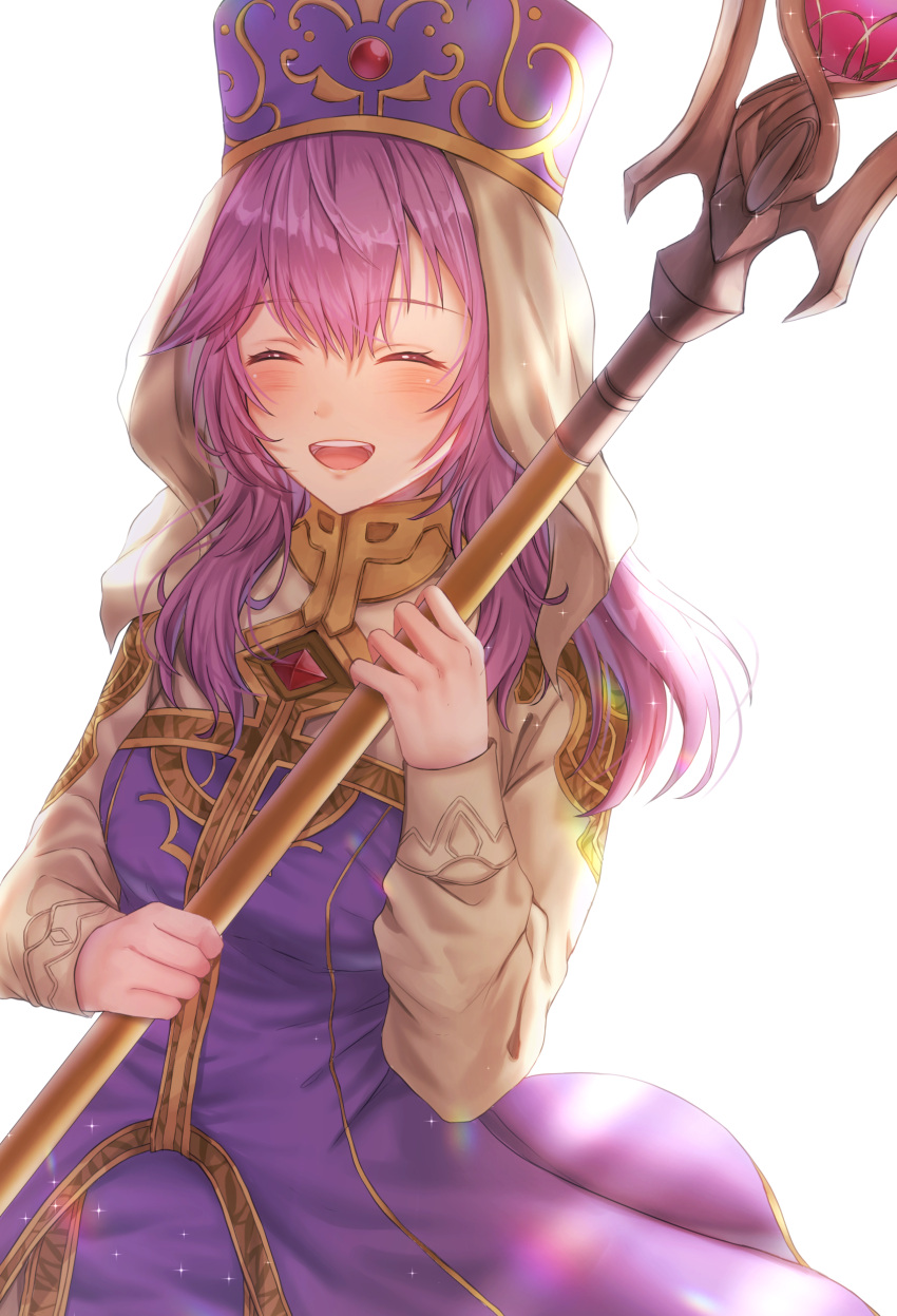 1girl, :d, absurdres, backlighting, blush, closed_eyes, commission, cowboy_shot