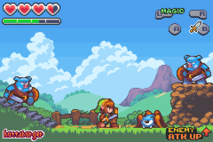 1boy, bug, english_text, fake_screenshot, gameplay_mechanics, grass, heart, huttaburger