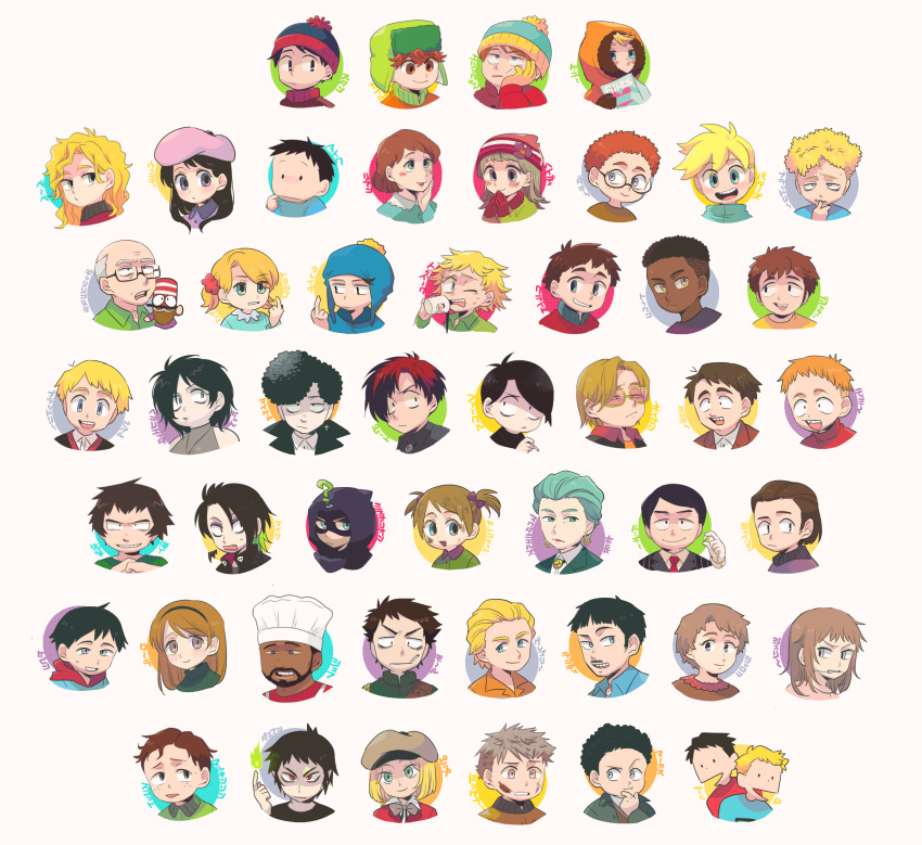 6+boys, ?, bags_under_eyes, bald, beanie, beard, bebe_stevens, black_eyes