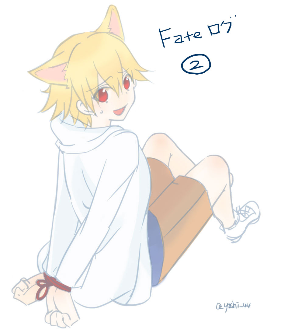 1boy, animal_ears, bdsm, blonde_hair, bondage, bound, bound_wrists, cat_ears