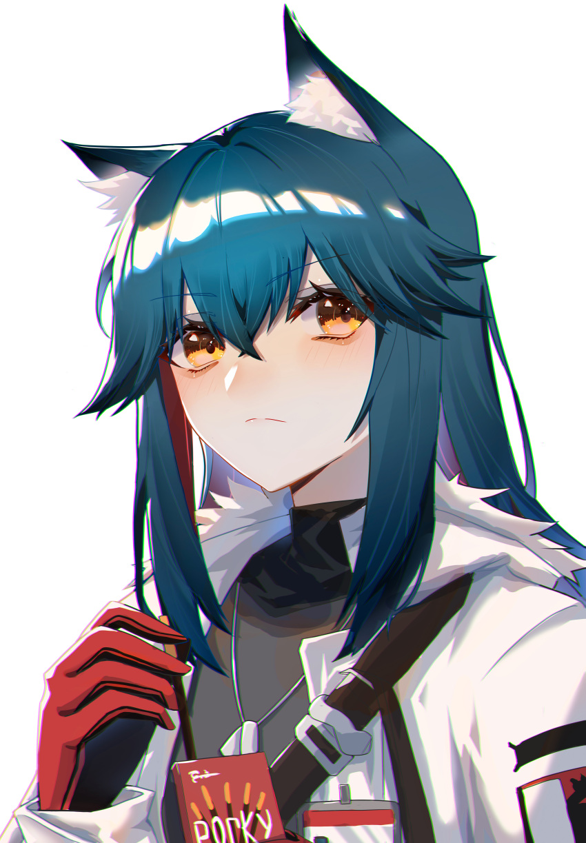 1girl, absurdres, animal_ear_fluff, animal_ears, arknights, bangs, black_shirt, chinese_commentary