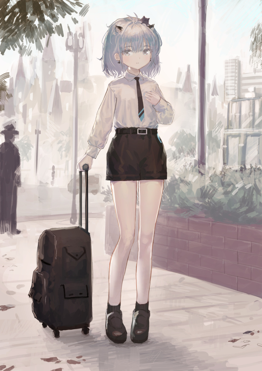 1girl, animal_ear_fluff, animal_ears, antenna_hair, arawado, bangs, black_footwear, black_necktie