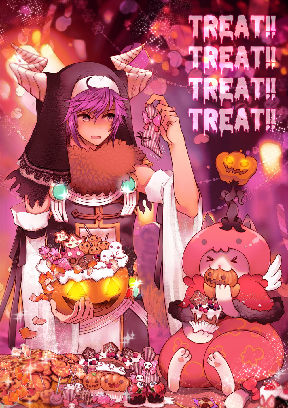 >_<, 1boy, 1girl, :3, animal_hands, bangs, barefoot, black_hood