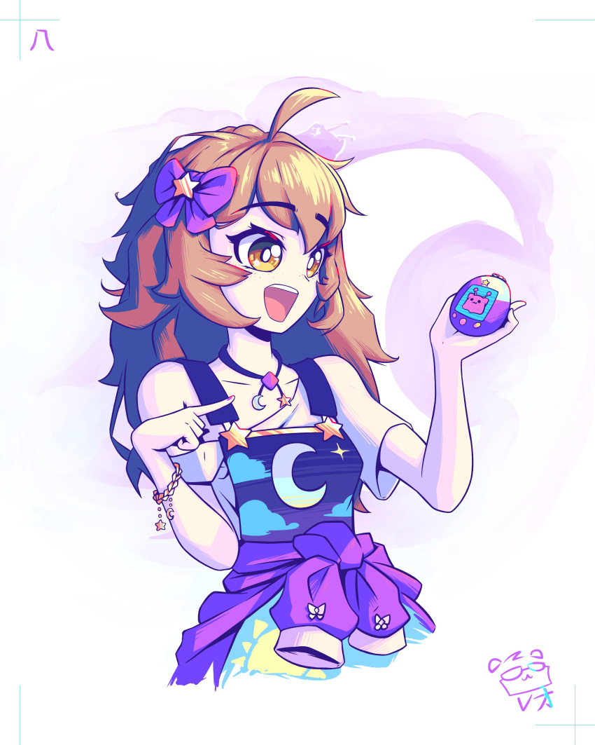 1girl, absurdres, blob, bow, brown_eyes, brown_hair, centi_(nimu), dress