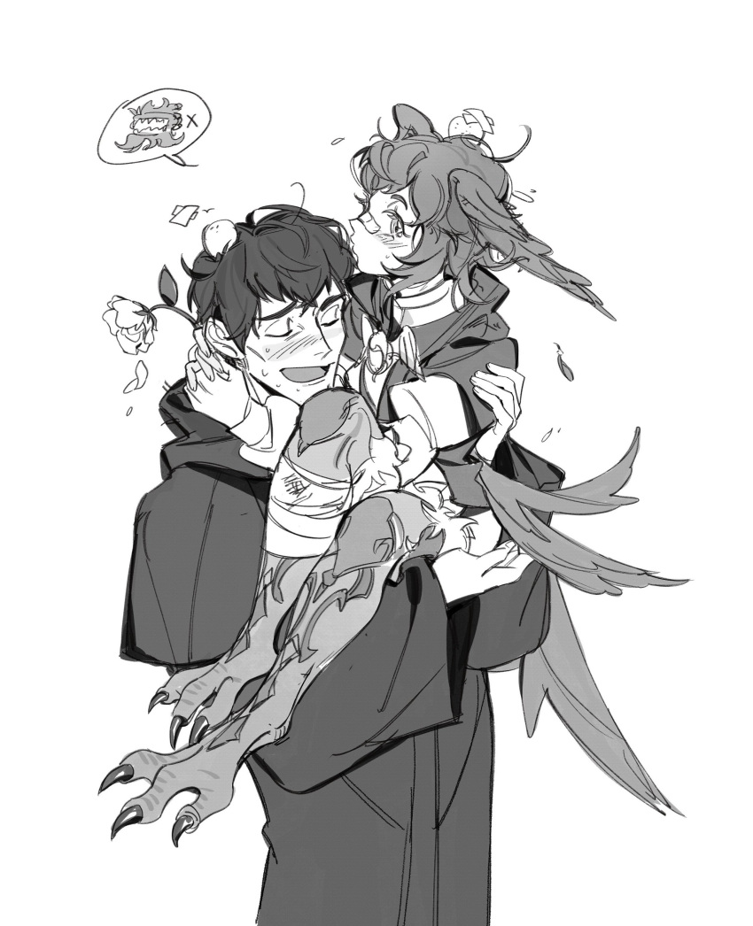 1boy, 1girl, absurdres, arms_around_neck, bandaged_leg, bandages, bandaid, bandaid_on_face