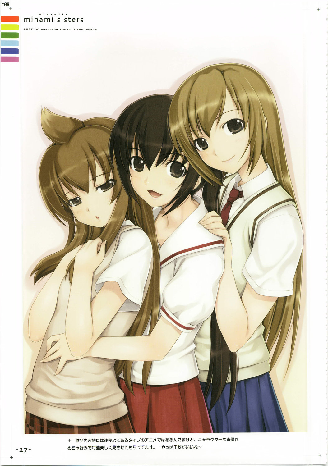brown_eyes, brown_hair, highres, long_hair, mikazuki_akira, minami-ke, minami_chiaki, minami_haruka
