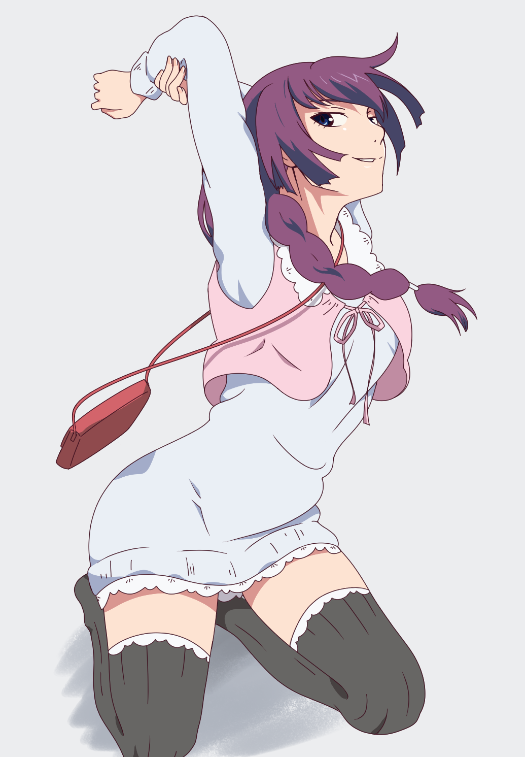 1girl, blue_eyes, braid, gradient, gradient_background, highres, long_hair, metarama