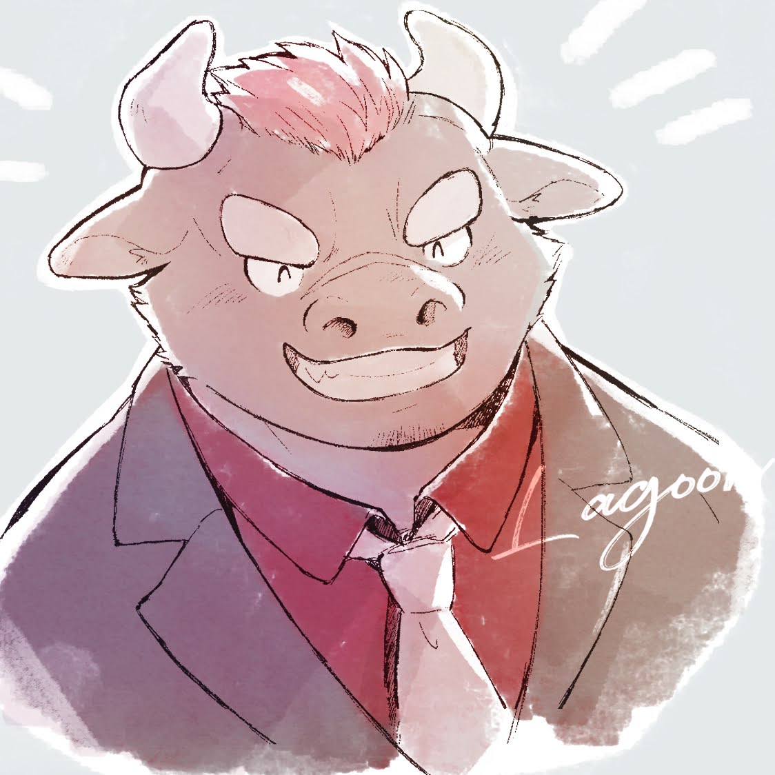 1boy, ^_^, animal_ears, artist_name, bad_id, bad_twitter_id, brown_fur, closed_eyes