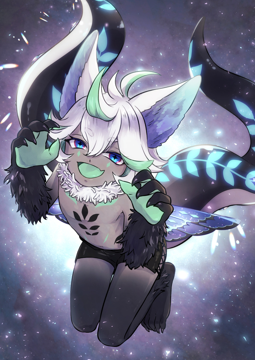 1boy, 1girl, :d, absurdres, ahoge, animal_ears, animal_feet, animal_hands