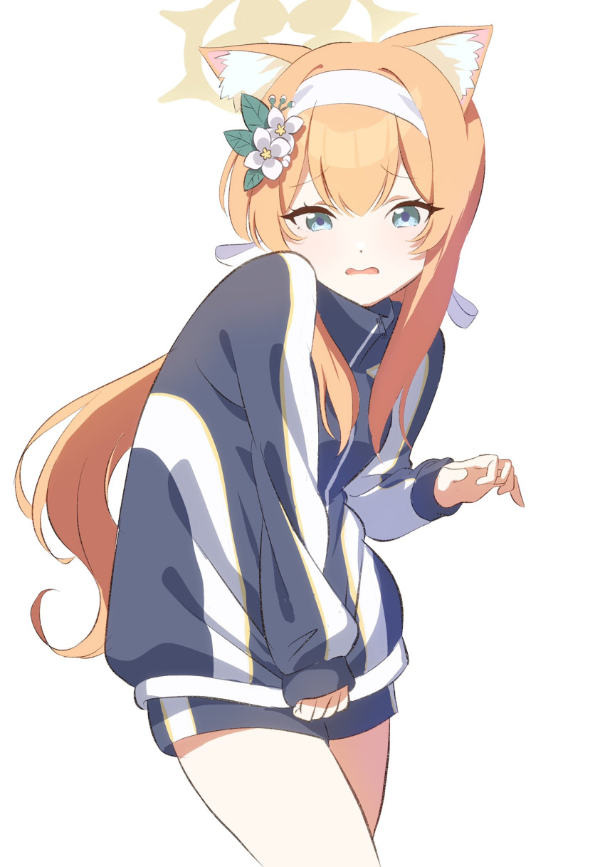 1girl, animal_ear_fluff, animal_ears, bazz000033, blue_archive, blue_eyes, cat_ears, flower