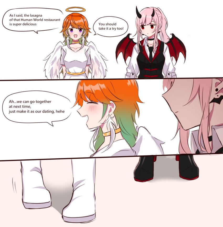 angel, angel_and_devil, choker, commission, couple, demon_girl, demon_horns, demon_tail