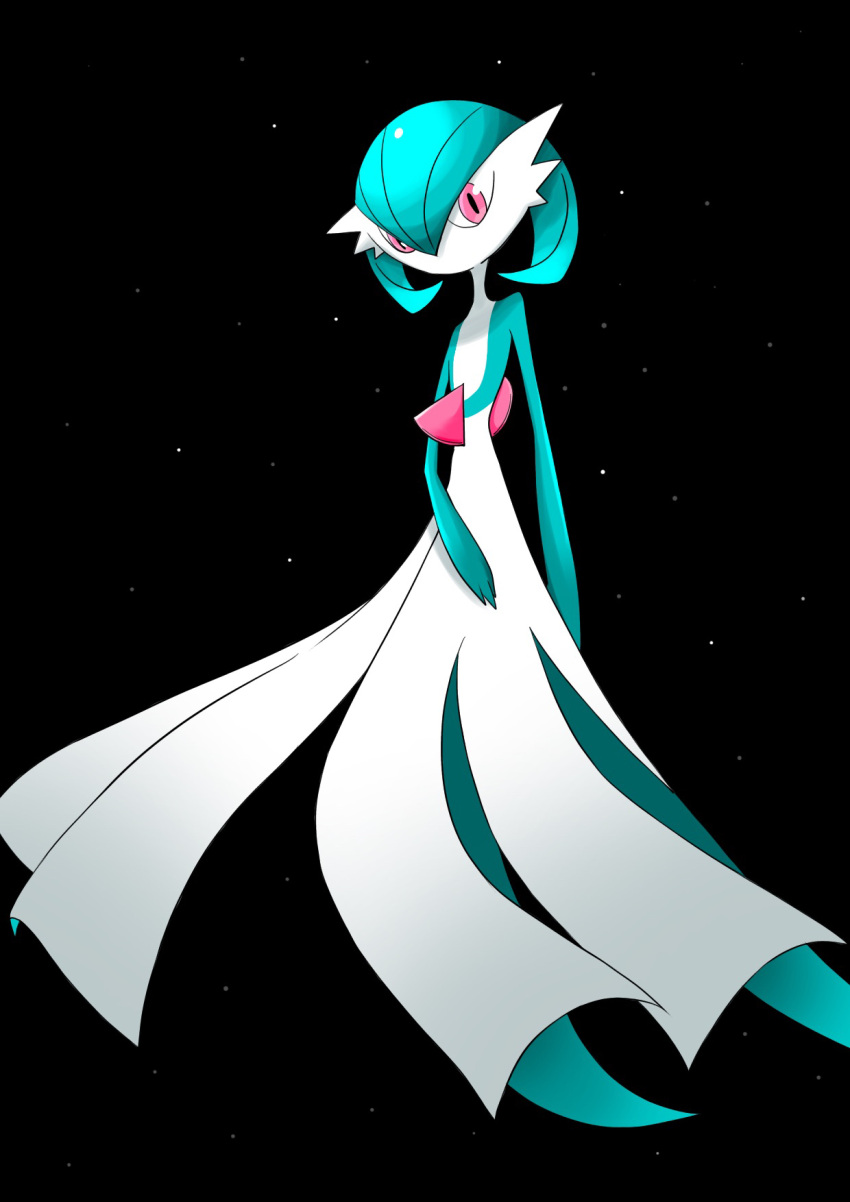 1girl, alternate_color, arm_at_side, bangs, black_background, blue_hair, blue_skin, bob_cut