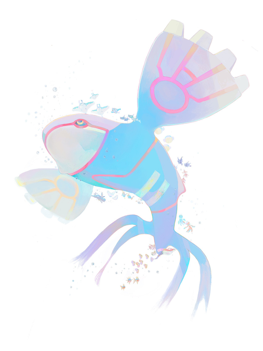 absurdres, air_bubble, animal_focus, black_sclera, bubble, carvanha, chinchou, closed_mouth, colored_sclera, fish, frillish, frillish_(female), frillish_(male), gigigimimi, goldeen, highres, kyogre, lanturn, lumineon, luvdisc, manaphy, mantine, milotic, no_humans, pokemon, pokemon_(creature), relicanth, remoraid, wailmer, white_background, yellow_eyes