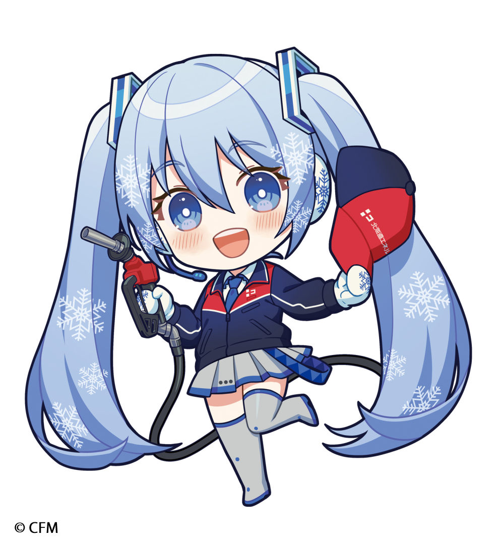 1girl, bangs, blue_eyes, blue_hair, blue_headwear, blue_jacket, blue_necktie, boots