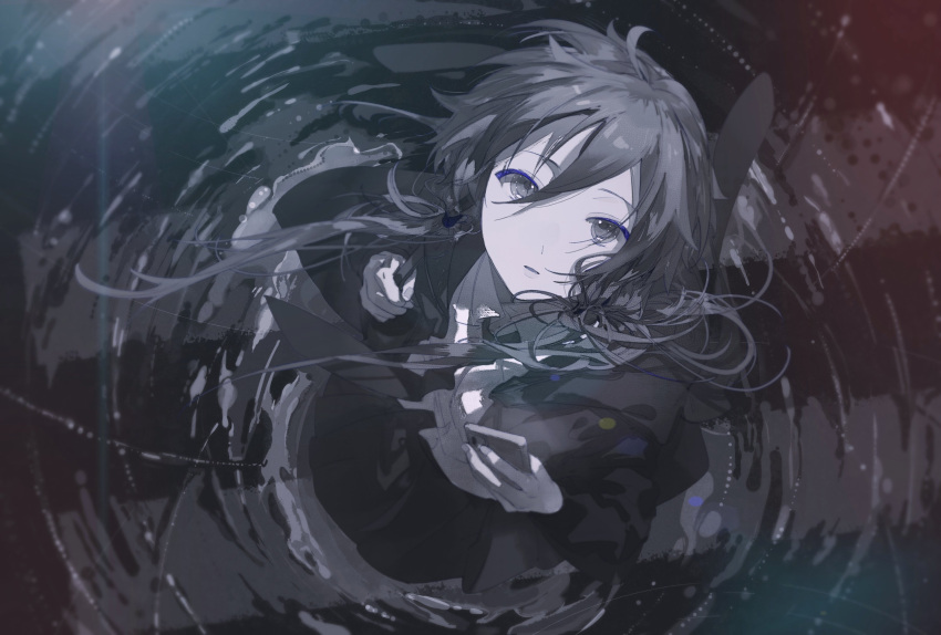 1girl, absurdres, bangs, cellphone, collared_shirt, colored_eyelashes, commentary, dress_shirt