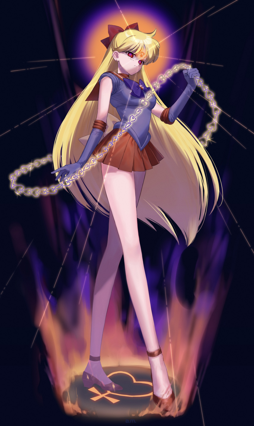 1girl, absurdres, aino_minako, back_bow, bangs, bare_legs, bishoujo_senshi_sailor_moon, black_background