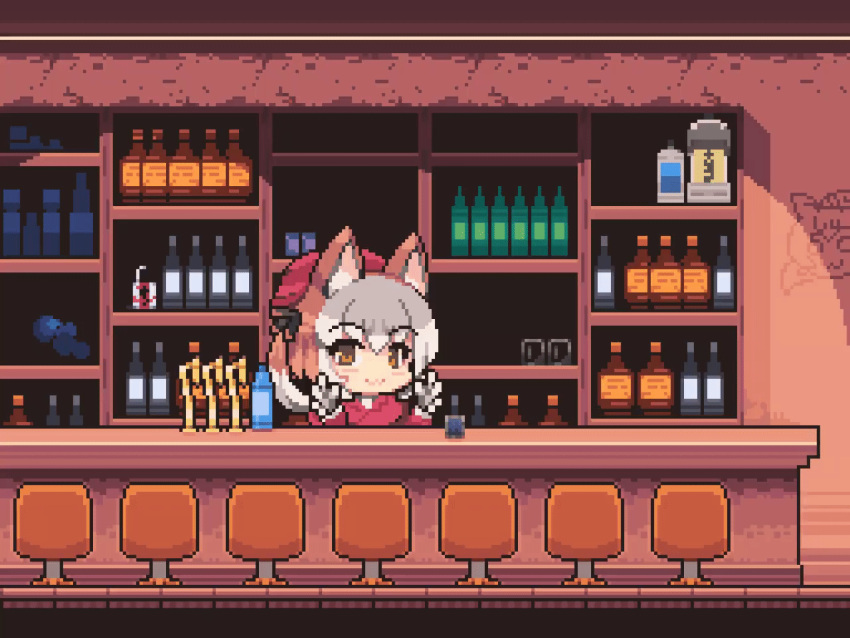 1girl, animal_ears, animated, blazer, fox_ears, fox_girl, fox_tail, gloves, hat, island_fox_(kemono_friends), jacket, kemono_friends, kemono_friends_v_project, long_hair, looking_at_viewer, midoribox, multicolored_hair, necktie, shirt, skirt, smile, solo, tail, video, virtual_youtuber