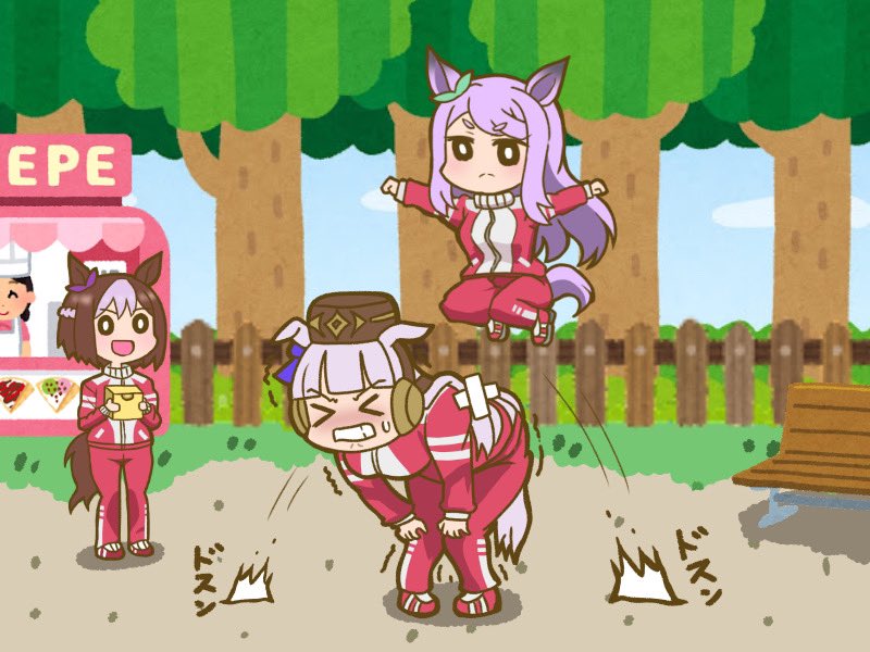 >_<, 4girls, :d, akari_ga_yatte_kitazo_(vocaloid), animal_ears, bandages, bangs, bench