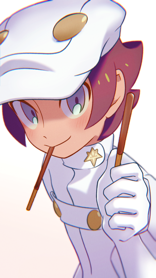 1boy, aether_foundation_employee, aether_foundation_uniform, blue_eyes, blurry, blush, brown_hair, closed_mouth