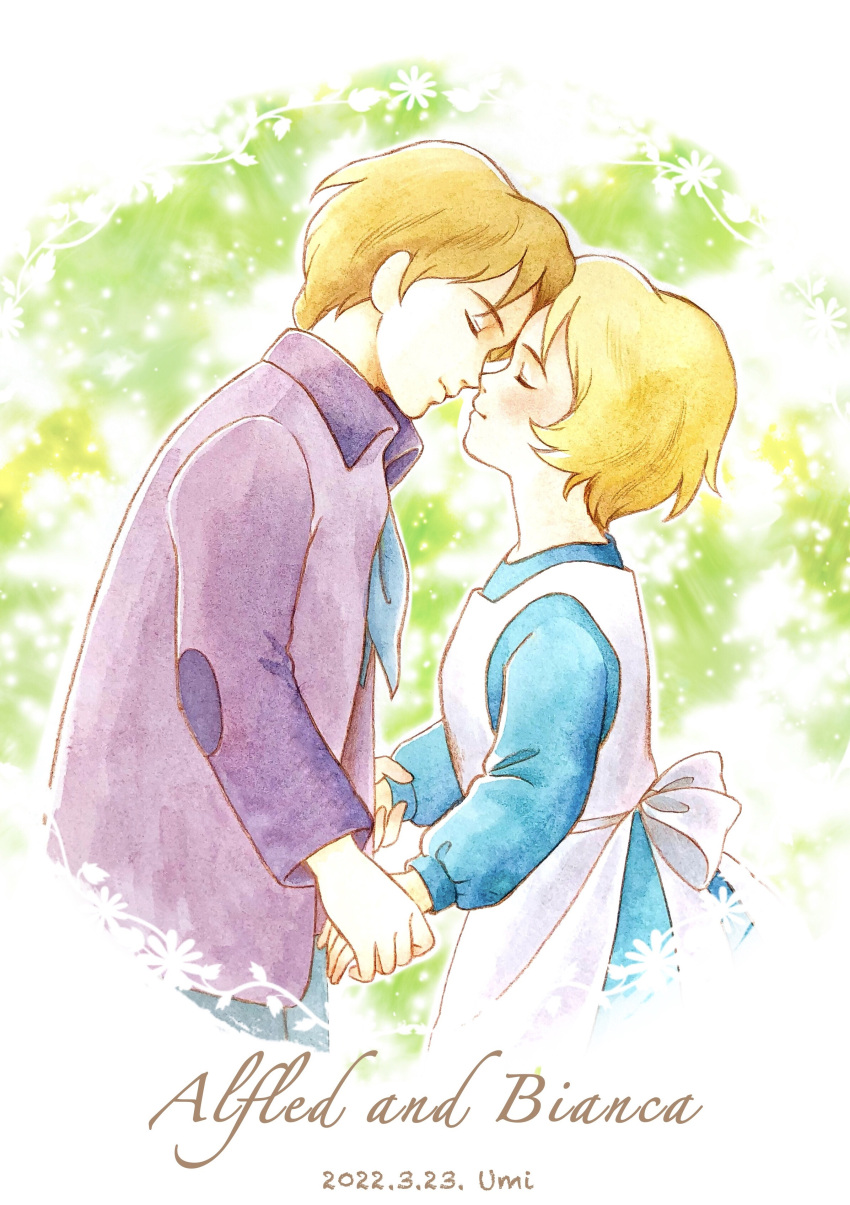 1girl, absurdres, alfredo_martini, apron, ascot, bianca_martini, blonde_hair, blue_ascot