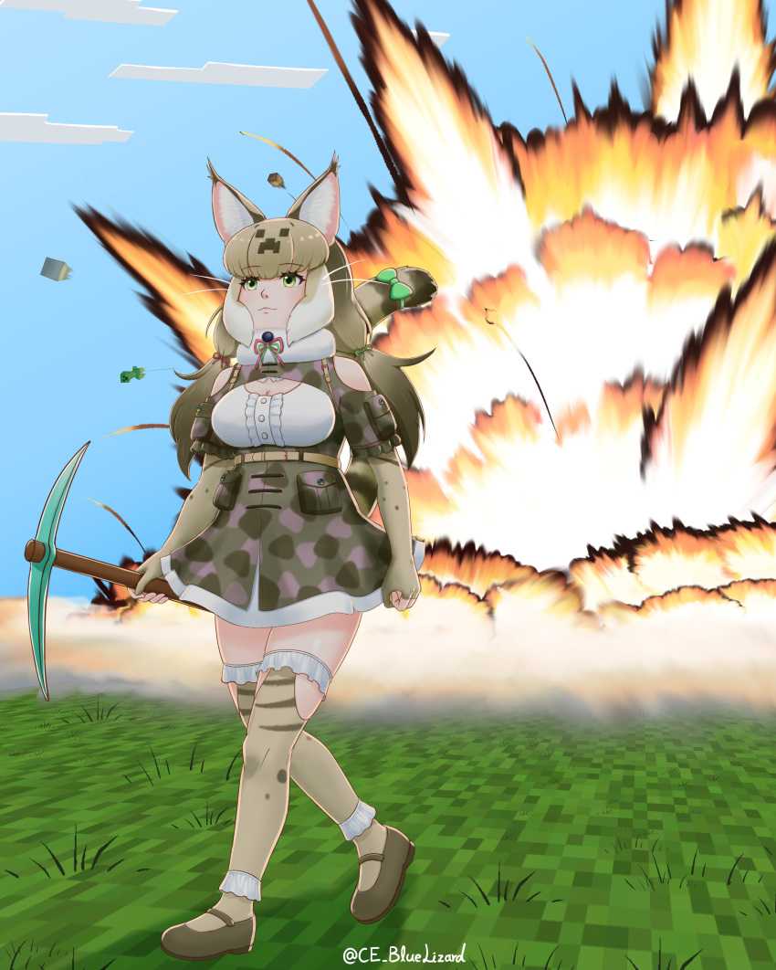1girl, absurdres, animal_costume, animal_ear_fluff, animal_ears, bare_shoulders, belt, cat_ears