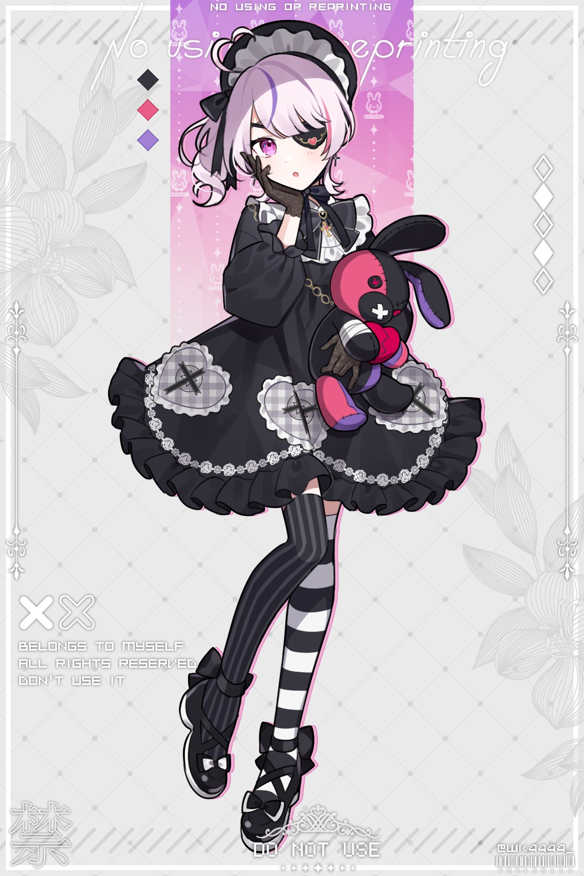 1girl, ahoge, black_bow, black_bowtie, black_dress, black_footwear, black_gloves, black_thighhighs