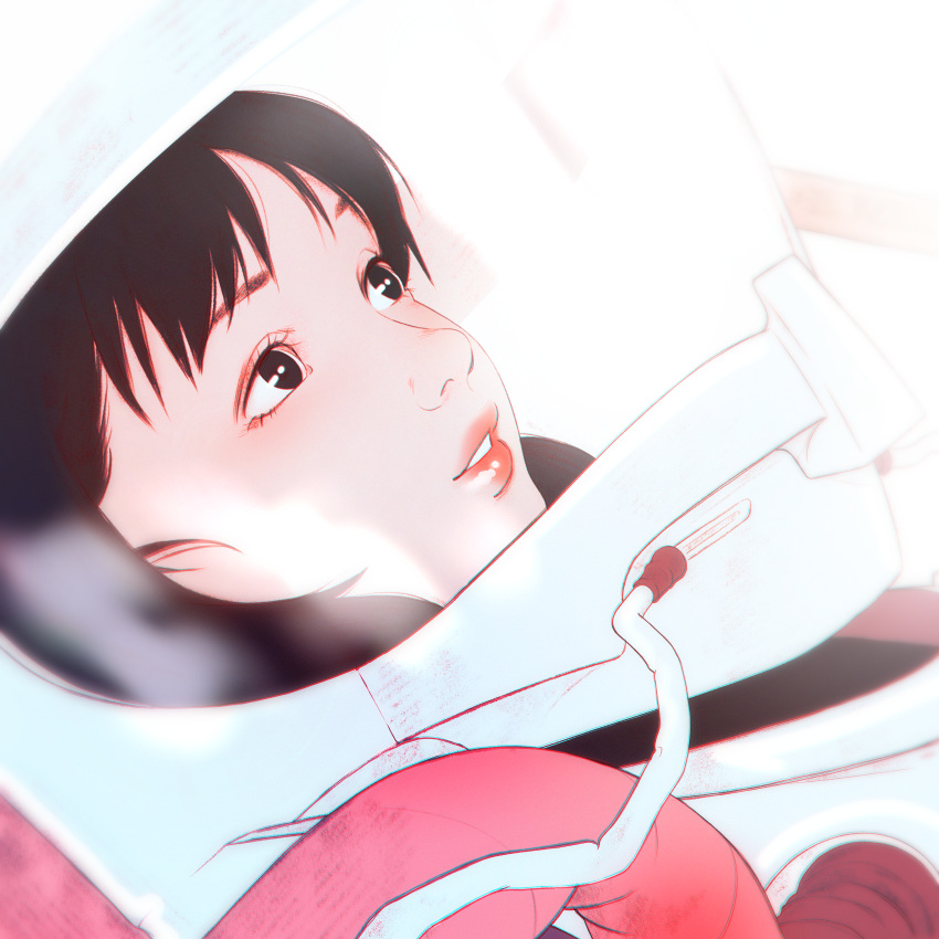 1girl, absurdres, black_eyes, black_hair, eatslugs, fujiwara_chiyoko, highres, lipstick