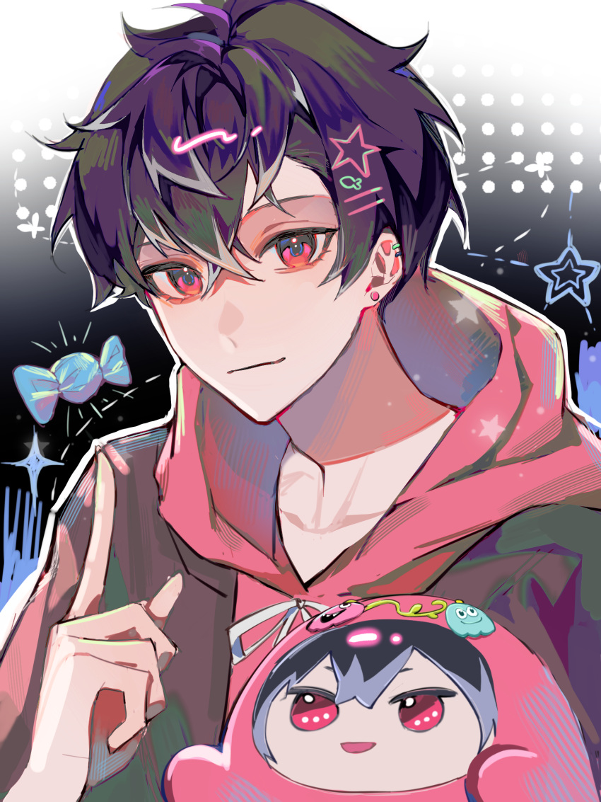 1boy, alternate_costume, bangs, black_hair, crossed_bangs, hair_ornament, hairclip, highres