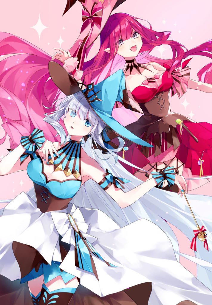2girls, blue_eyes, chocolate, chocolate_clothes, chocolate_on_body, chocolate_on_legs, collar, dress