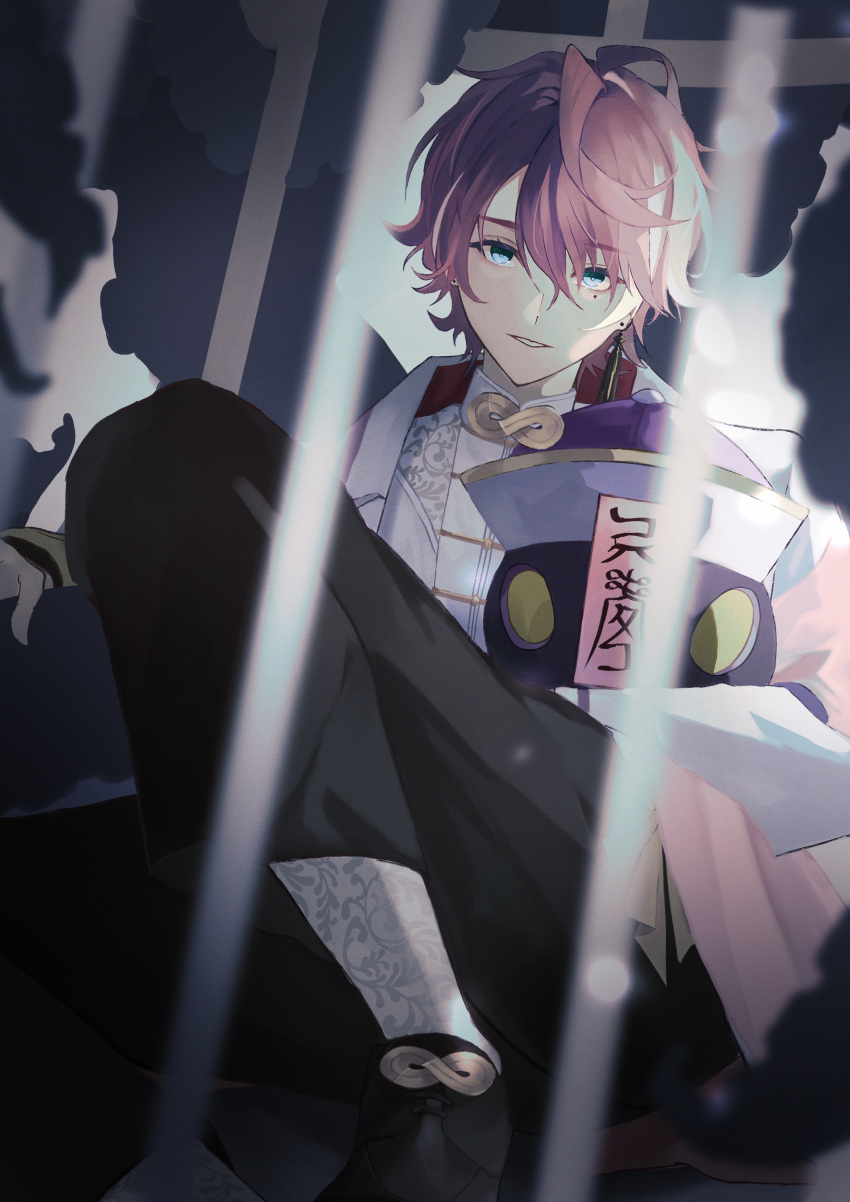 1boy, absurdres, bishounen, highres, jewelry, long_sleeves, looking_at_viewer, male_focus