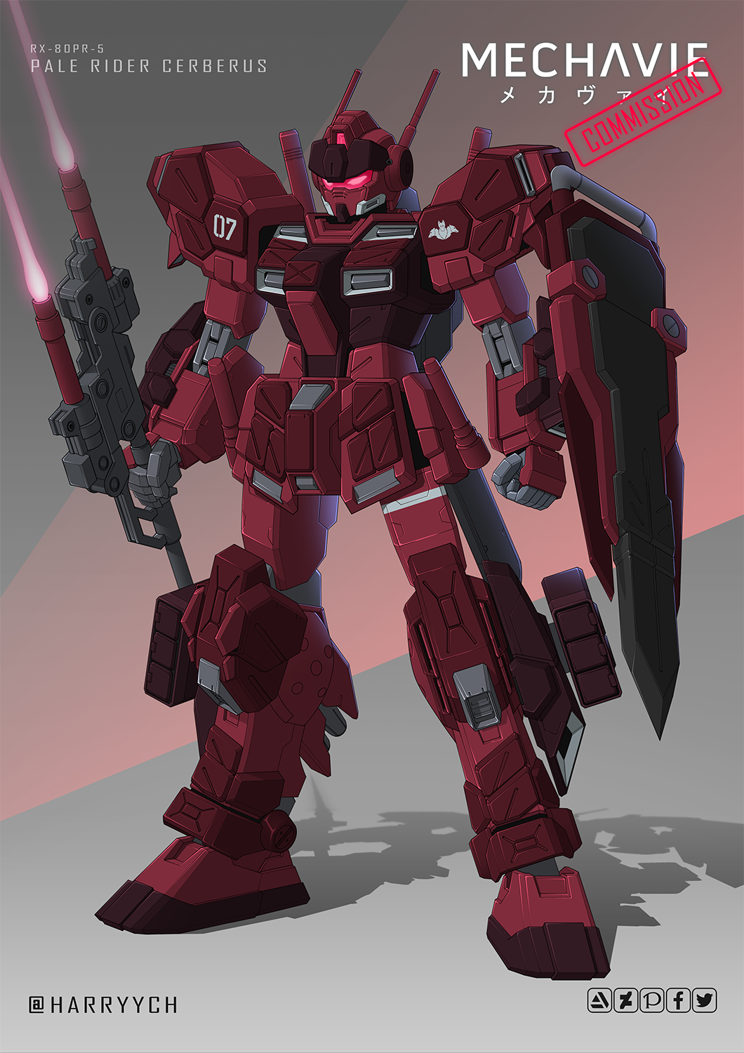assault_visor, clenched_hand, commission, english_commentary, gundam, gundam_side_story:_missing_link, harryych, highres