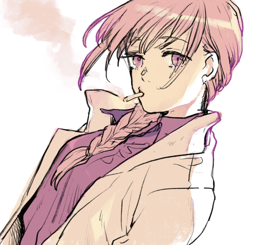 1girl, braid, breasts, cigarette, gensou_suikoden, gensou_suikoden_v, highres, looking_at_viewer