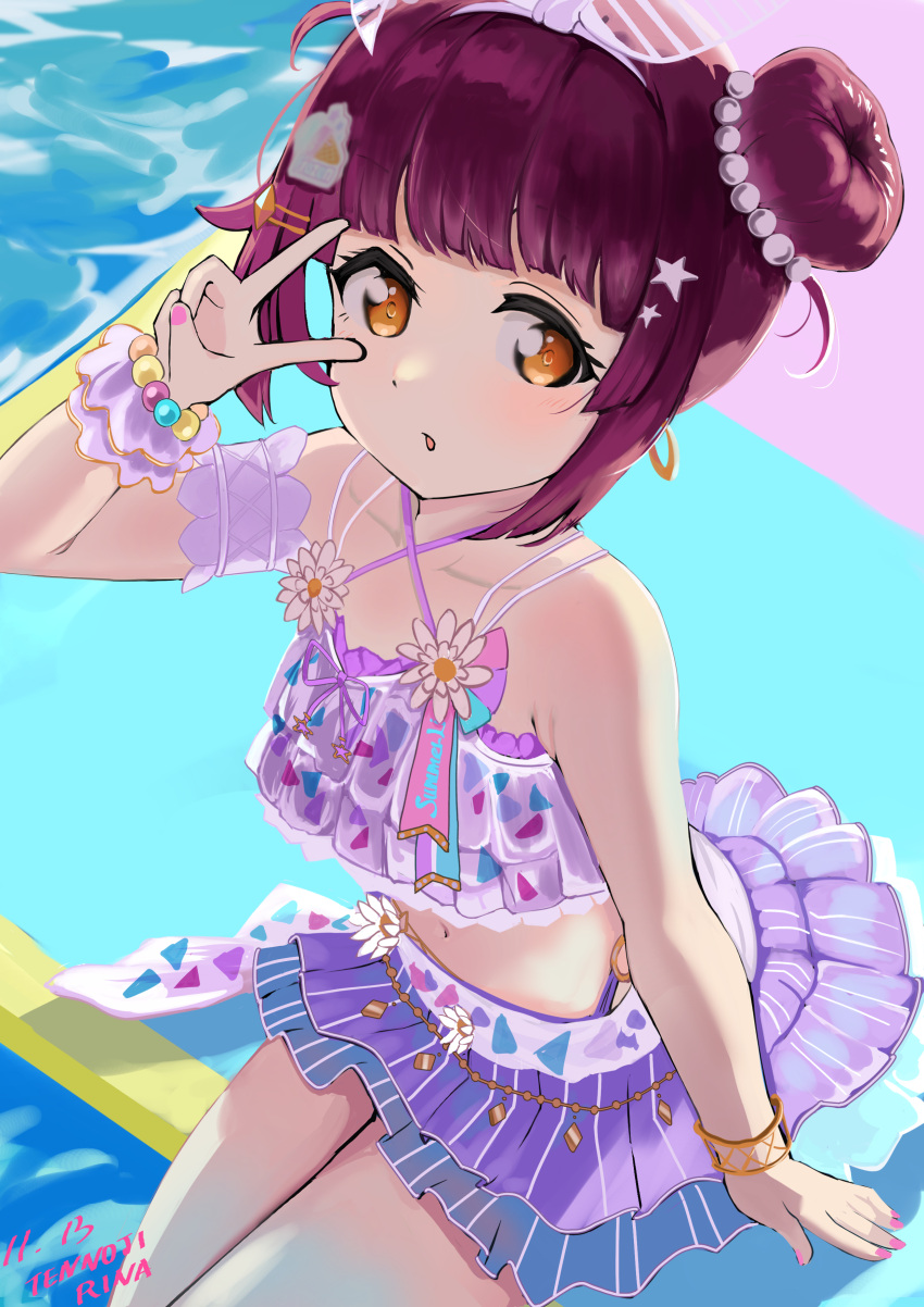1girl, absurdres, bangs, bikini, birthday, bracelet, character_name, collarbone