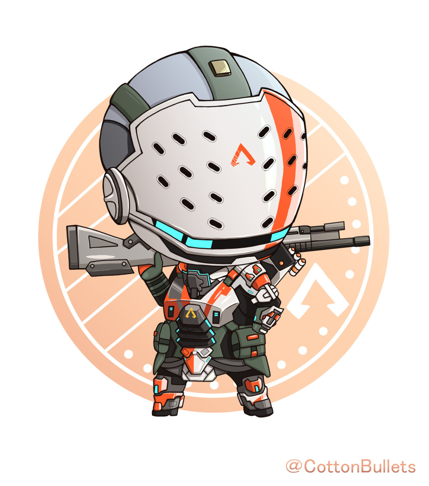1girl, absurdres, apex_commander_bangalore, apex_legends, bangalore_(apex_legends), chibi, cottonbullets, g7_scout