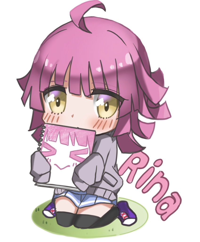 1girl, ahoge, bangs, birthday, character_name, chibi, commentary, drawing