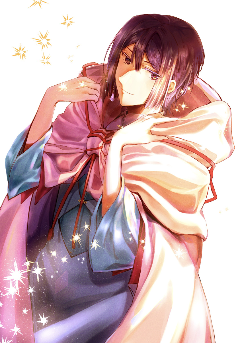 1boy, absurdres, brown_eyes, brown_hair, coconoe_(kazura_kuju), hands_up, highres, hood