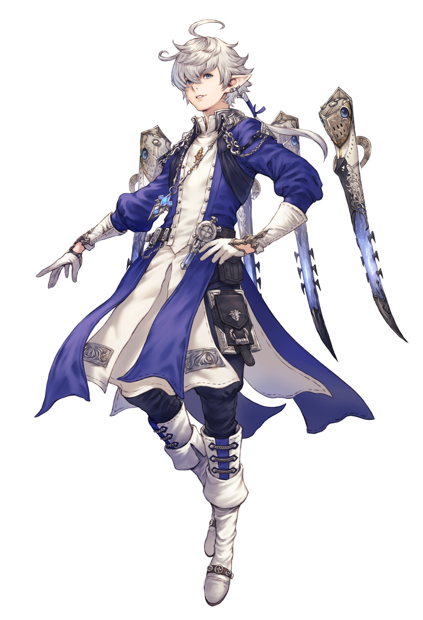 1boy, absurdres, ahoge, alphinaud_leveilleur, bangs, belt, belt_pouch, black_pants